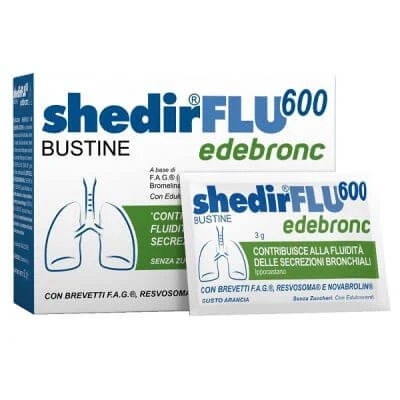 Shedirflu 600 edebronc 20 3 g sachets sinaasappelsmaak, glutenvrij, van nature lactosevrij, suikervrij, met zoetstof