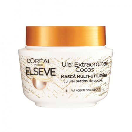 Mehrzweckmaske für normales bis trockenes Haar Extraordinary Coconut Oil, 300 ml, Elseve