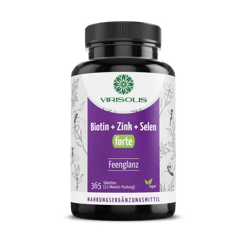 VIRISOLIS Biotine-Zink-Selenium FORTE 12 maanden Vegan 365 stuks.