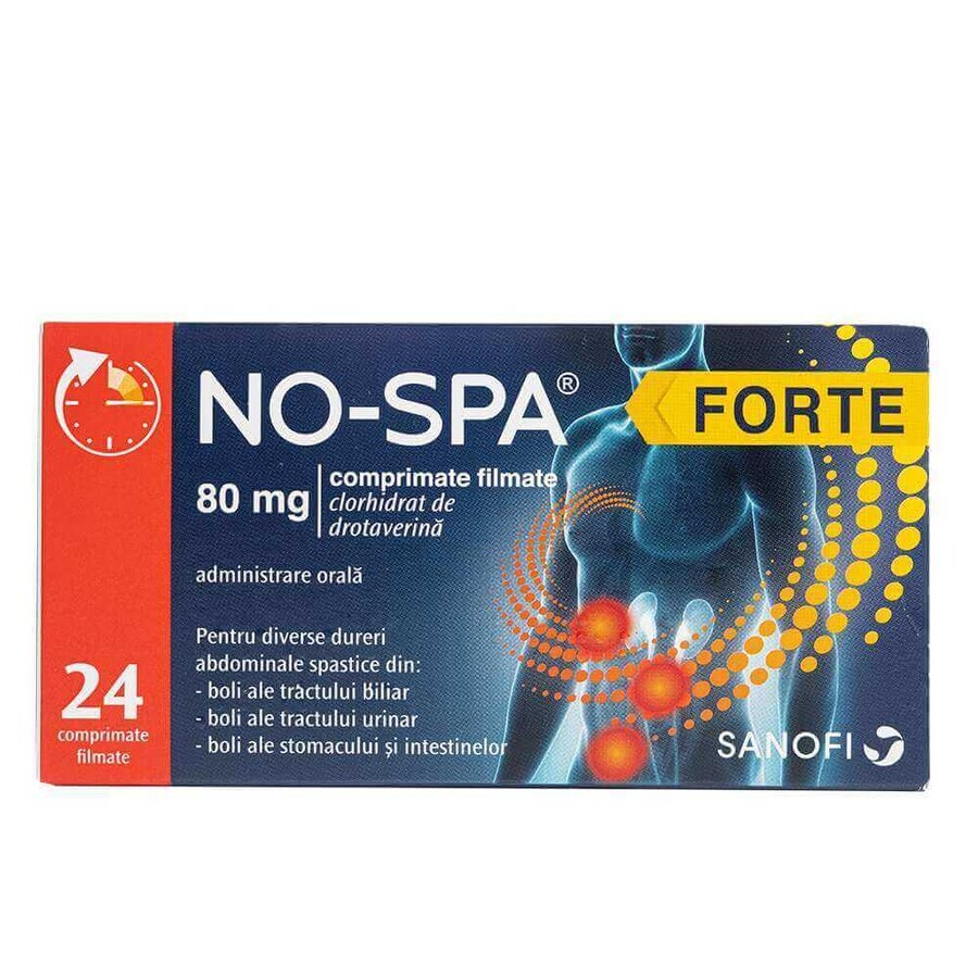 No-Spa Forte, 80 mg, 24 film-coated tablets, Sanofi