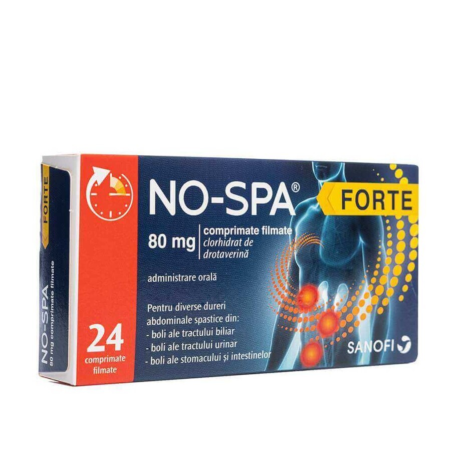 No-Spa Forte, 80 mg, 24 film-coated tablets, Sanofi