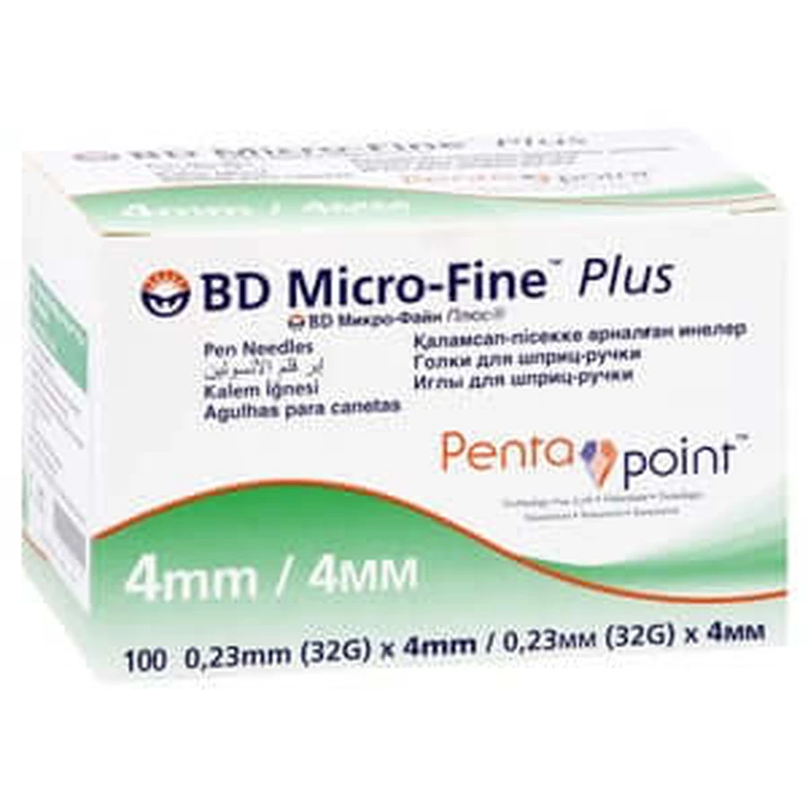 BD Micro-fine+ agujas pluma 0,23x4 mm 32 G 100 uds.