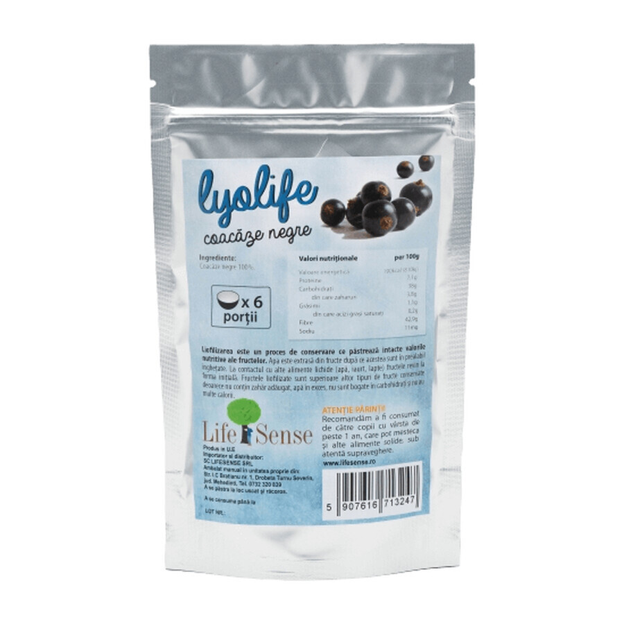 Grosellas negras liofilizadas Lyolife, 30 g, Lifesense