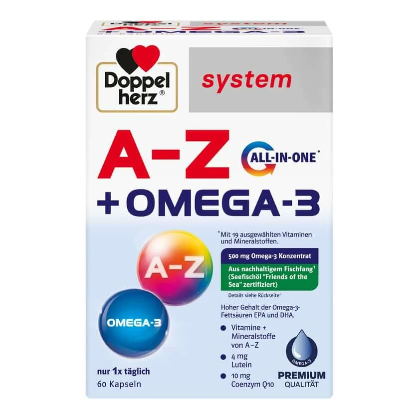 Double Heart System A-Z + Omega-3 ALL-IN-ONE 60 Capsules