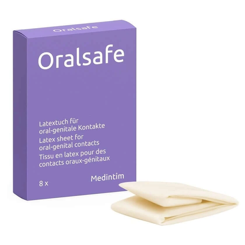 "Oral Safe Strawberry", 8 latex doekjes, flinterdun, aardbeiengeur (8 doekjes) 8 st.