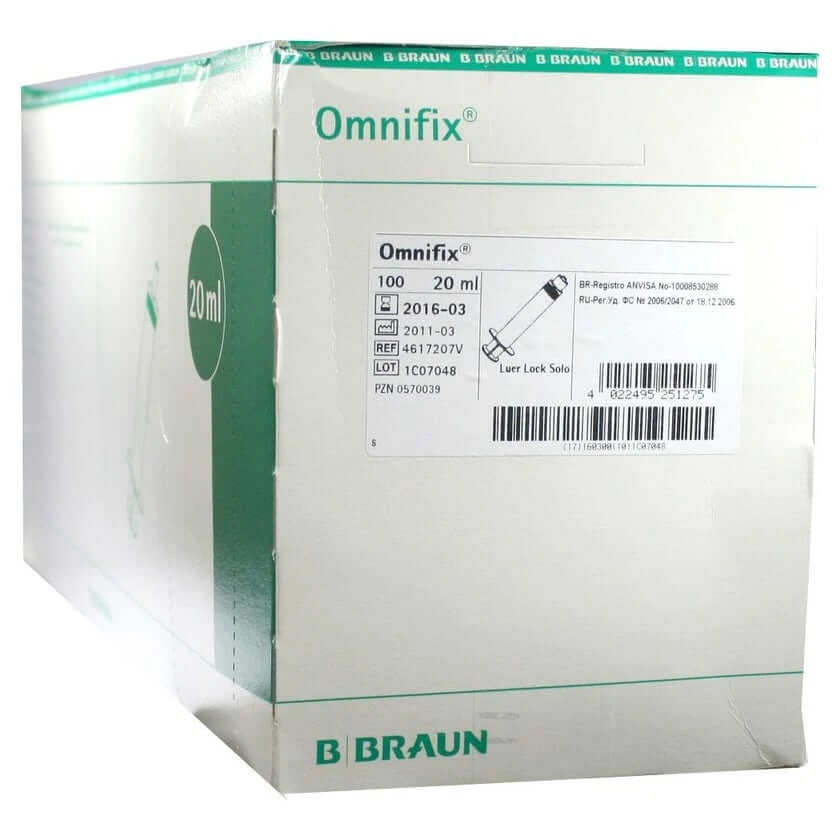 B. Braun Omnifix-spuit Luer Lock Solo 20 ml 100X20 ml