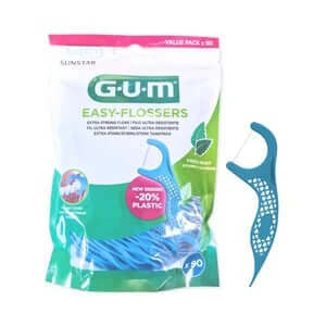 GUM EASY FLOSSERS flosdraadstaafjes, gewaxt, mint 90 stuks.
