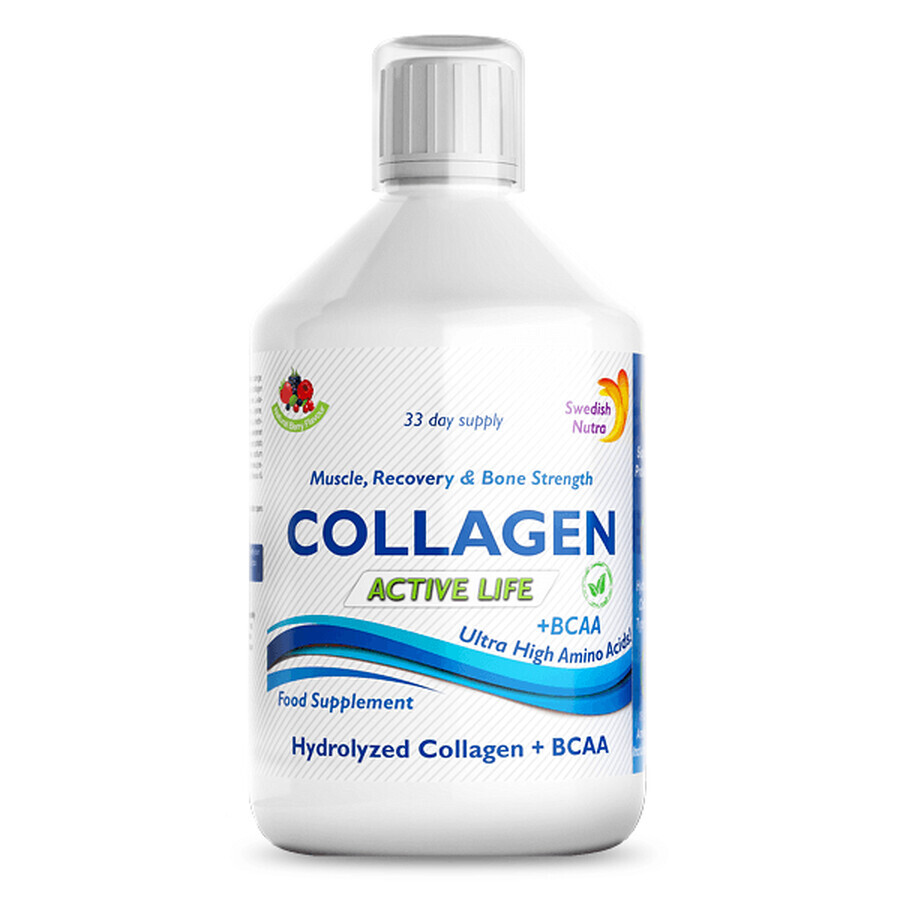 Colagen Lichid Hidrolizat Tip 1, 2 și 3 Active Life 5000 mg, 500 ml, Swedish Nutra