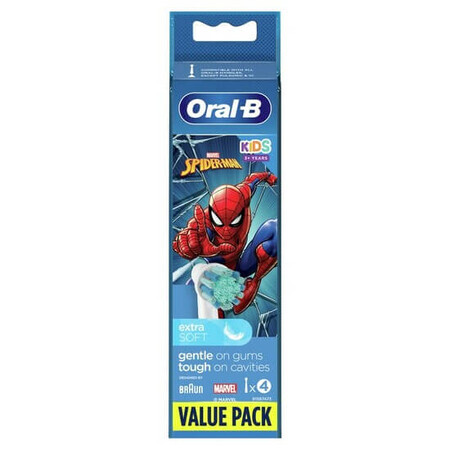 Spiderman elektrische tandenborstel voor kinderen, 4 stuks, Oral-B