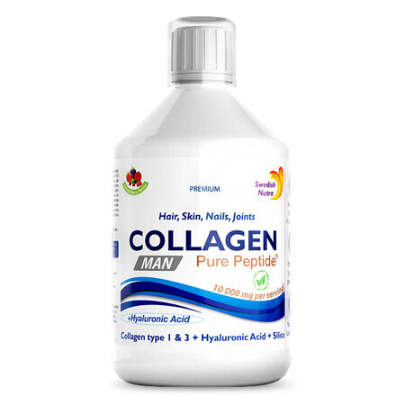 Collageen Vloeibaar MAN - Gehydrolyseerd Type 1 en 3 met 10000 Mg, 500 ml, Swedish Nutra