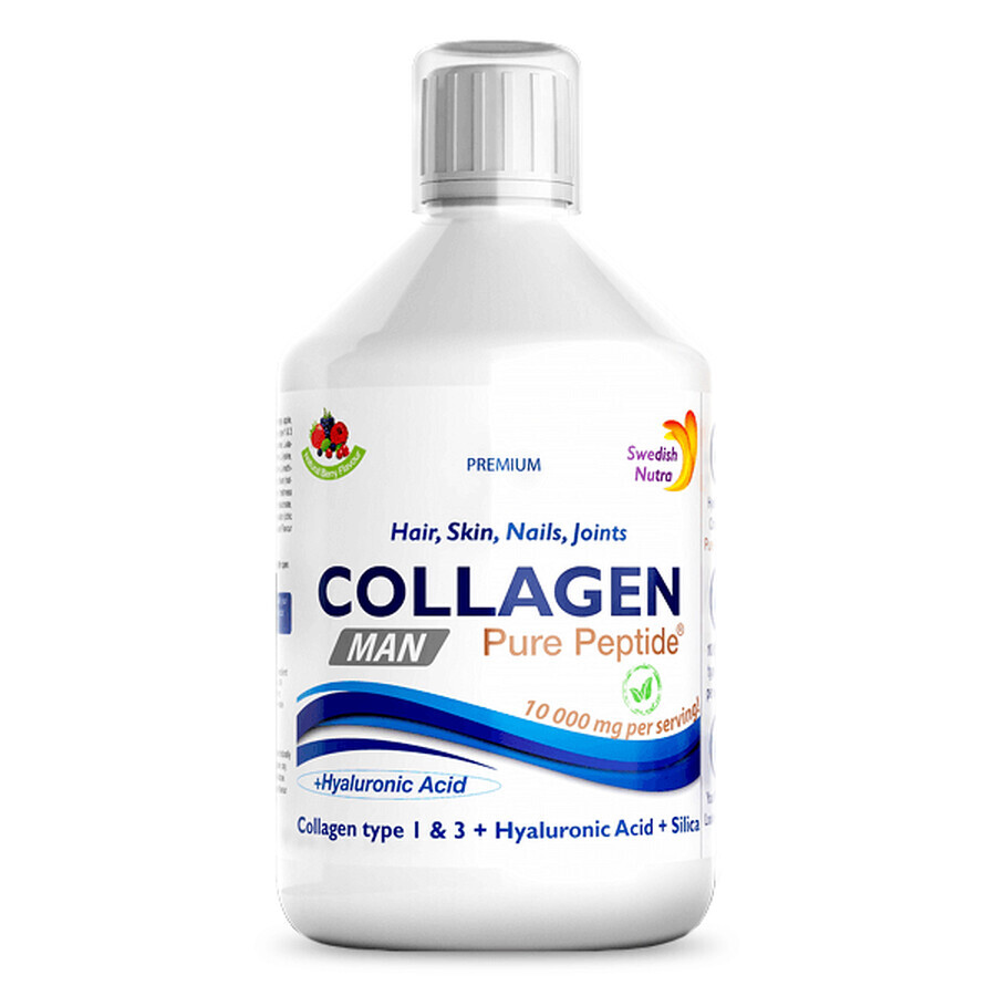 Collagene liquido MAN - Idrolizzato di tipo 1 e 3 con 10000 mg, 500 ml, Nutra svedese