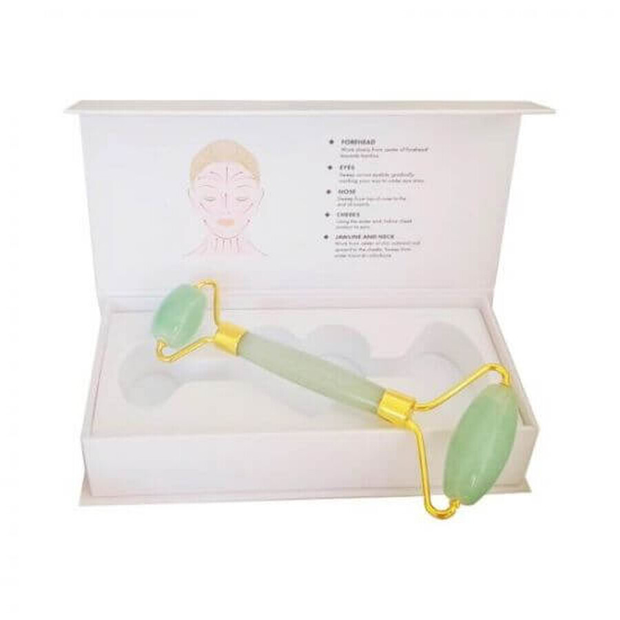 Green jade roller for facial massage, My K Romania