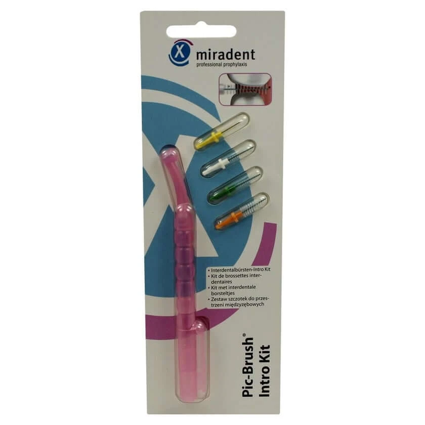 Miradent interdentale ragers Pic-Brush Intro Kit transparant roze 1 st