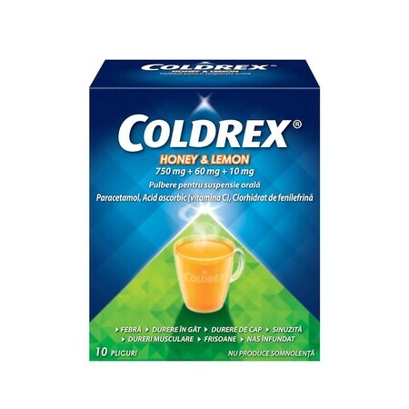 Coldrex honey and lemon, 10 sachets, Perrigo