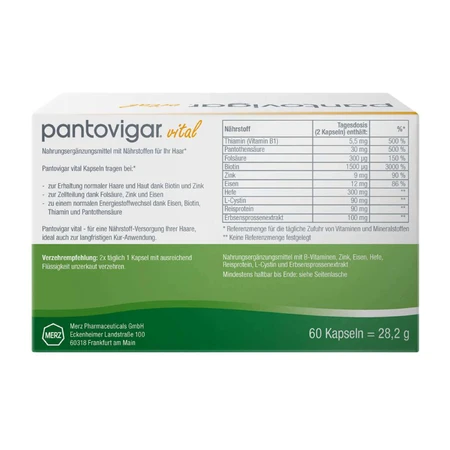 Pantovigar Vital 60 Kapseln Mit Nährstoffen Für Haare