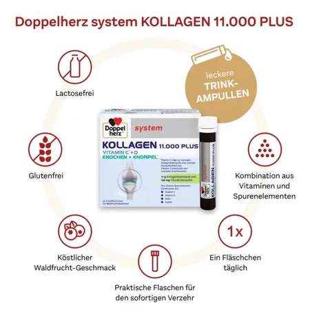 Doppelherz System Collageen 11.000 Plus Gezondheid & Mobiliteit, 30 × 25 ml