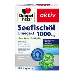 Double Heart Actieve Zeevisolie Omega-3 1.000 mg + Foliumzuur + B1 + B6 + B12 120 Capsules
