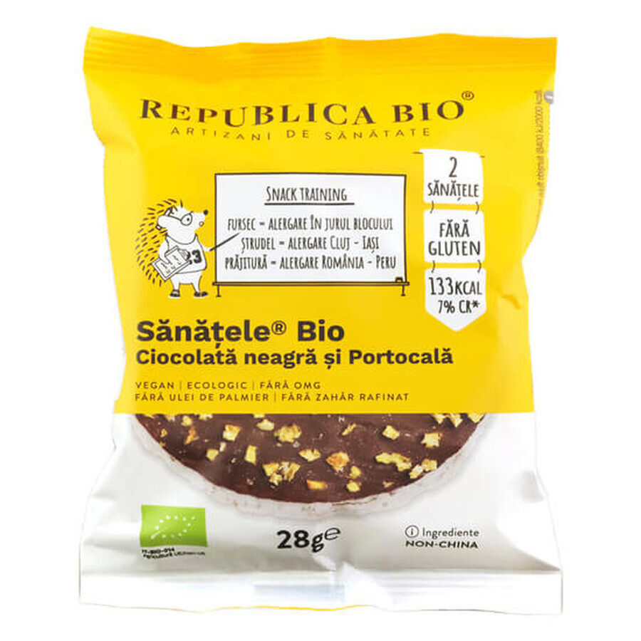 Zwarte chocolade, sinaasappel en bruine rijst, glutenvrij, 28g, Republica Bio