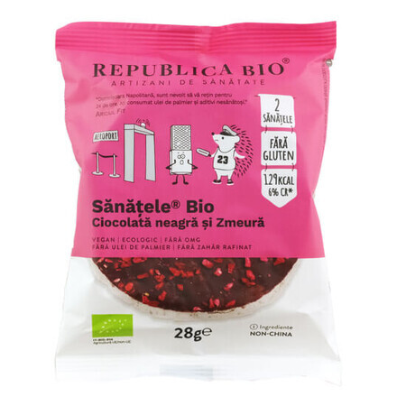 BIO Sanatele con cioccolato fondente, lampone e riso integrale, senza glutine, 28g, Republica Bio