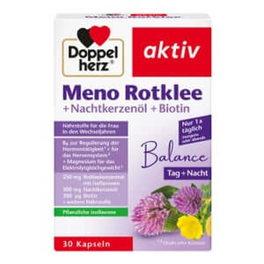 Dubbele Hart Meno Rode Klaver + Teunisbloemolie + Biotine 30 St