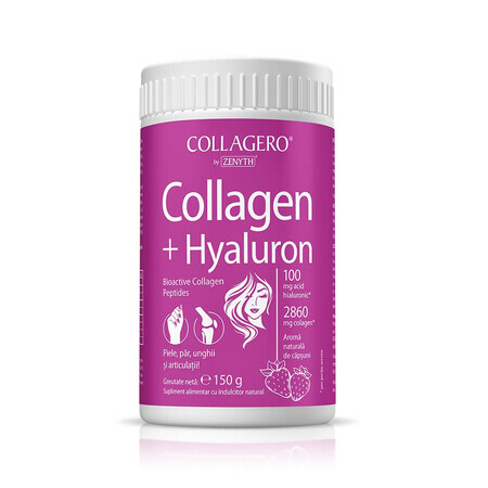 Collagen + Hyaluron cu aroma de capsuni, 150g, Zenyth