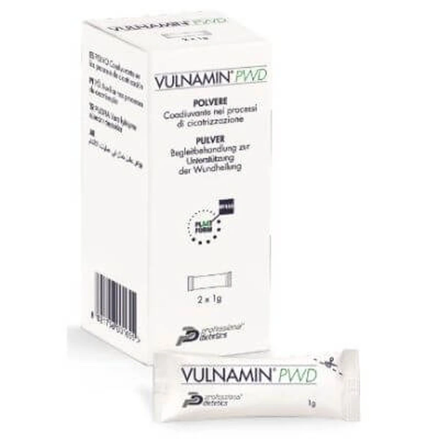 Vulnamin pwd interaktives Natriumhyaluronat-Pulver und Aminosäure-Verband 2er-Pack
