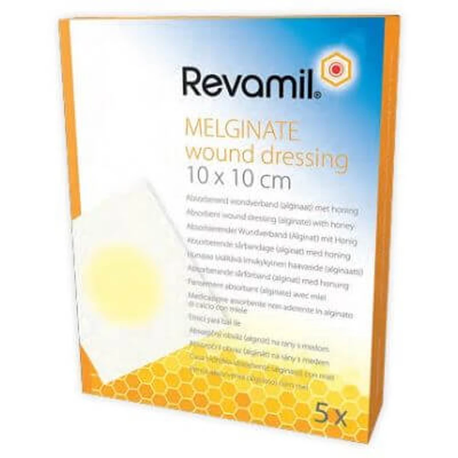 Revamil medisch gaas melginaat alginaat honing 10x10 cm 5 stuks