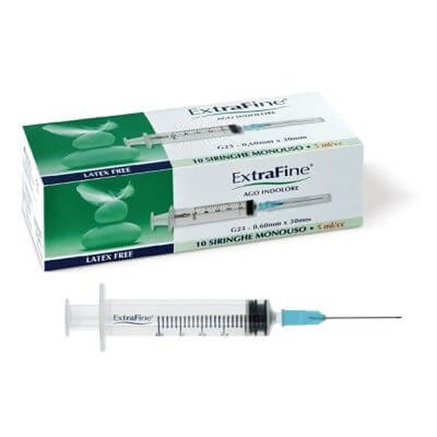 Extra-fine syringe 5 ml gauge 23 0.60x30mm 10 pieces