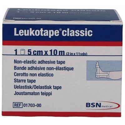 Leukotape inelastisch verband voor functionele zwachtels 5x100 cm