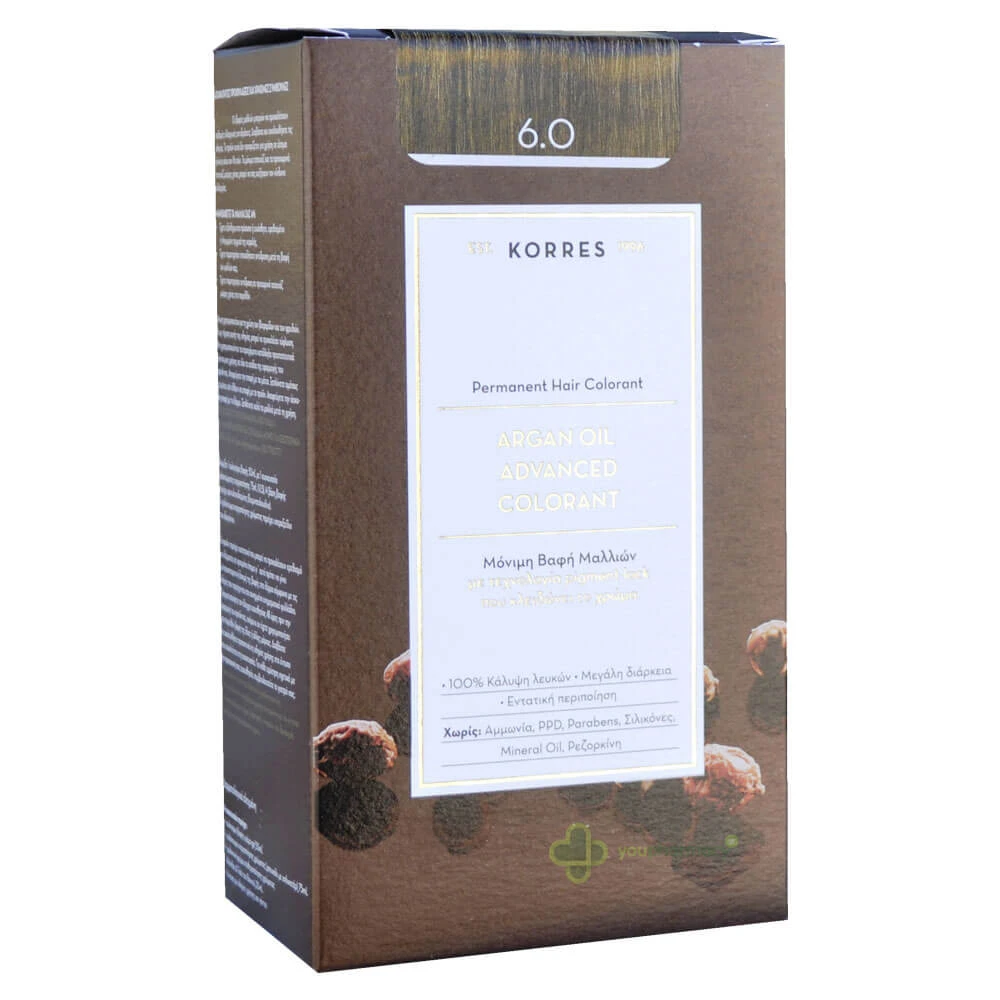 Korres Arganolie Advanced Kleurstof N 6.0 Donker Blond Natuurlijk