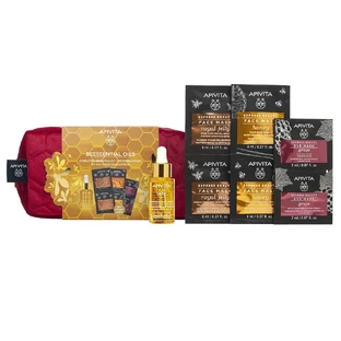Apivita Promo Pack Beessential Oils Olio Giorno Rinforzante e Idratante 15ml & GRATIS Maschera Viso Miele 2x8ml, Maschera Viso Pappa Reale 2x8ml e Maschera Occhi Uva2x8ml