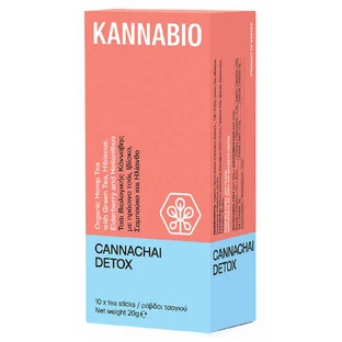 KannaBio Kannachai Detox Té de Cáñamo Ecológico con Té Verde, Hibisco, Saúco y Helianthus 10 sticks