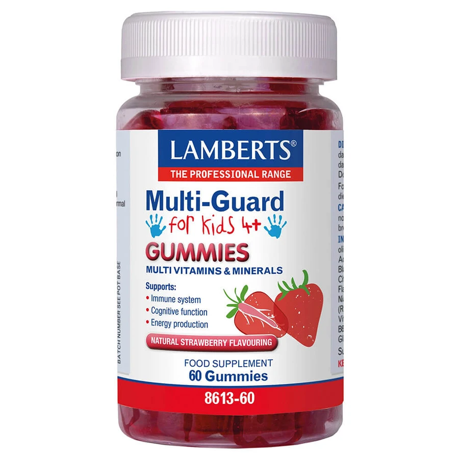 Lamberts Multi-Guard pour enfants 4+ Gummies avec arôme naturel de fraise 60pcs