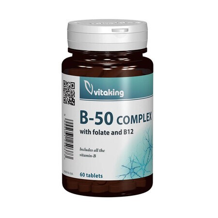 Mega B 50 complex with folate, 60 tablets, Vitaking