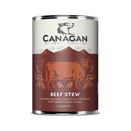 CANAGAN Beef Stew, XS-XL, Rundvlees, graanvrij natvoer in blik voor junior & volwassen honden, (in soep), 400g