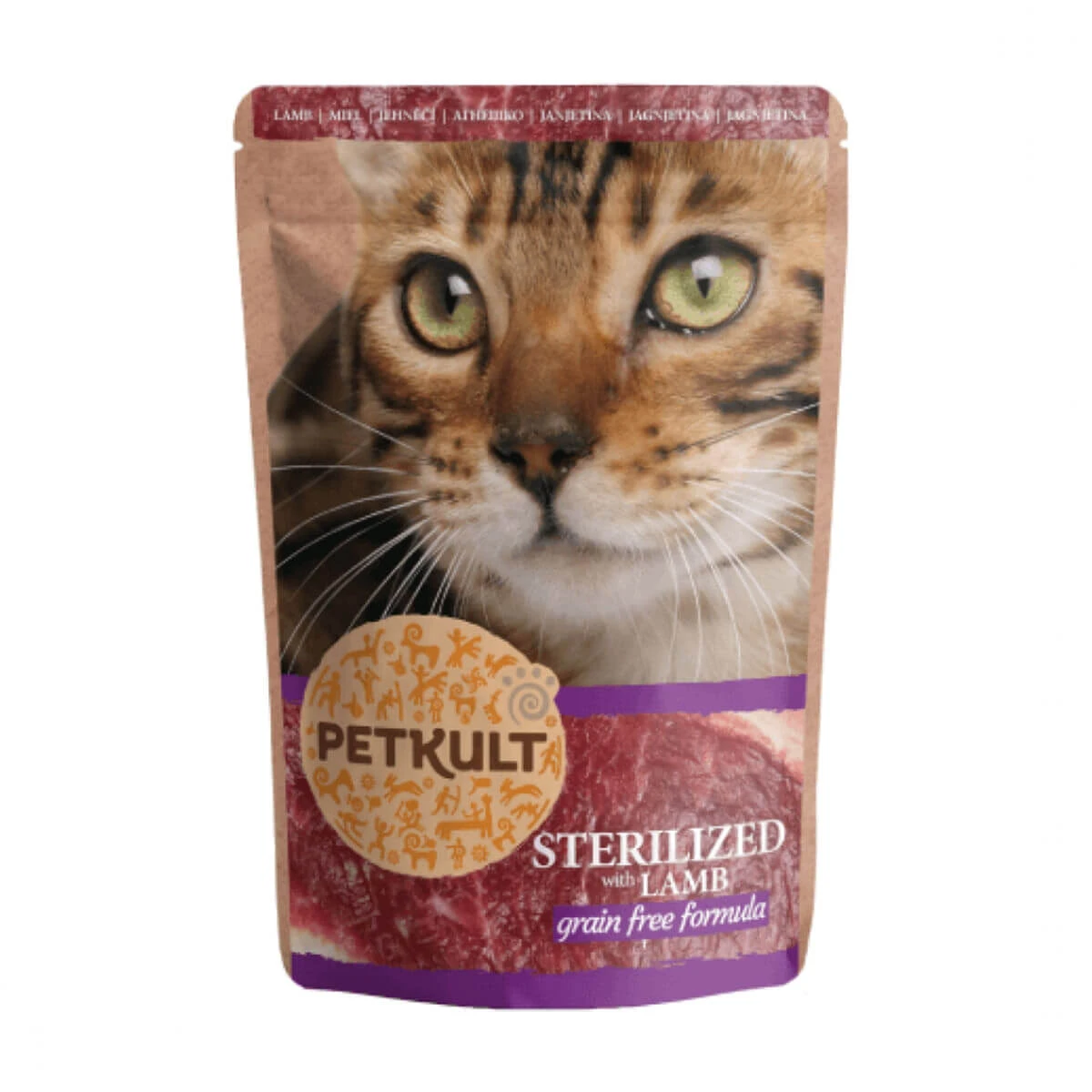 PETKULT Gesteriliseerd, Lam, zakje graanvrij natvoer voor katten, 100g