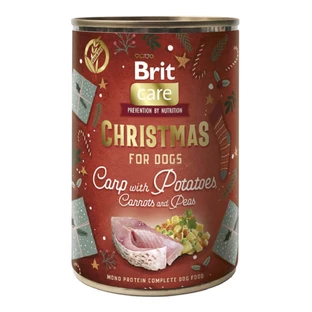 BRIT Christmas Monoprotein, XS-XL, Carpa y Patatas, comida húmeda en lata para perros, sin cereales y con una sola proteína, (paté), 400g