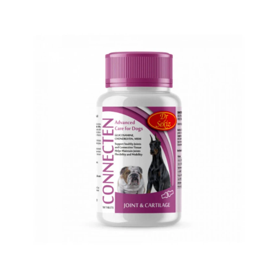 DR. SEKIZ Connecten, XS-XL, gewrichtssupplement voor honden, fles, 100 tabletten