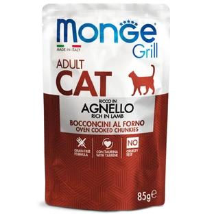 MONGE Grill, Lam, zakje graanvrij natvoer voor katten, (in aspic), 85g
