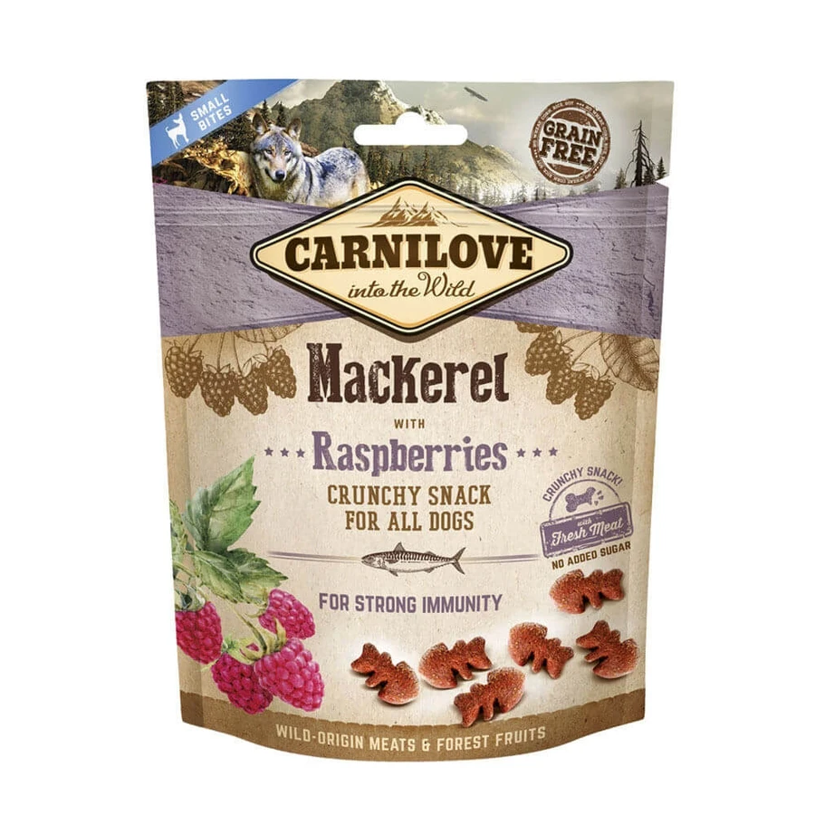 CARNILOVE Crunchy Snack, Makreel met Framboos, functionele graanvrije beloningen voor honden, immuniteit, 200g