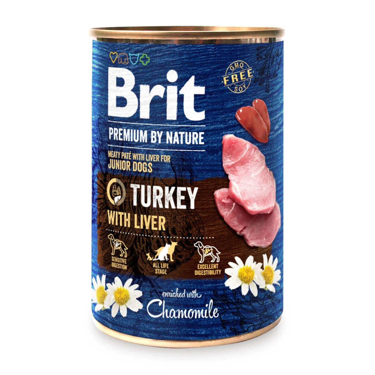 BRIT Premium By Nature Junior, kalkoen en lever, graanvrij hondenvoer in blik, (pate), 400g