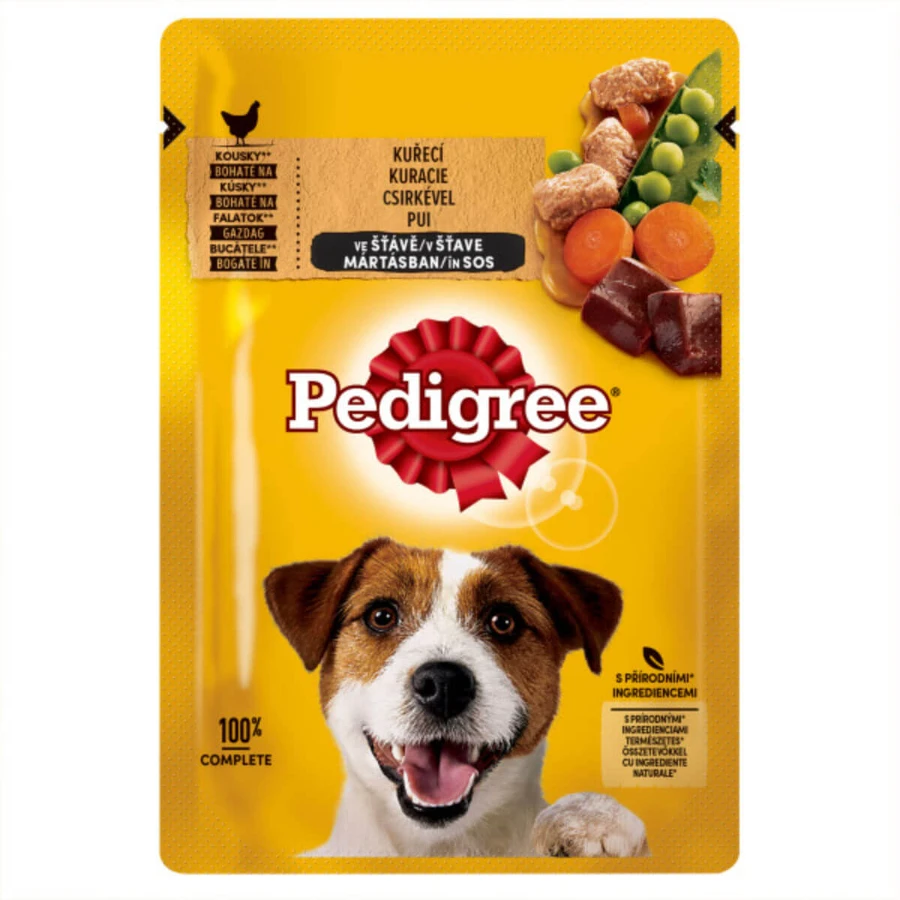 PEDIGREE, XS-XL, Huhn und Gemüse, Beutel Nassfutter für Hunde, (in Sauce), 100g