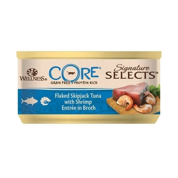Wellness Core Signature Select Tonijn & Garnaal Vochtig Wellness Core Signature Select Tonijn & Garnaal in Soep, 79 g