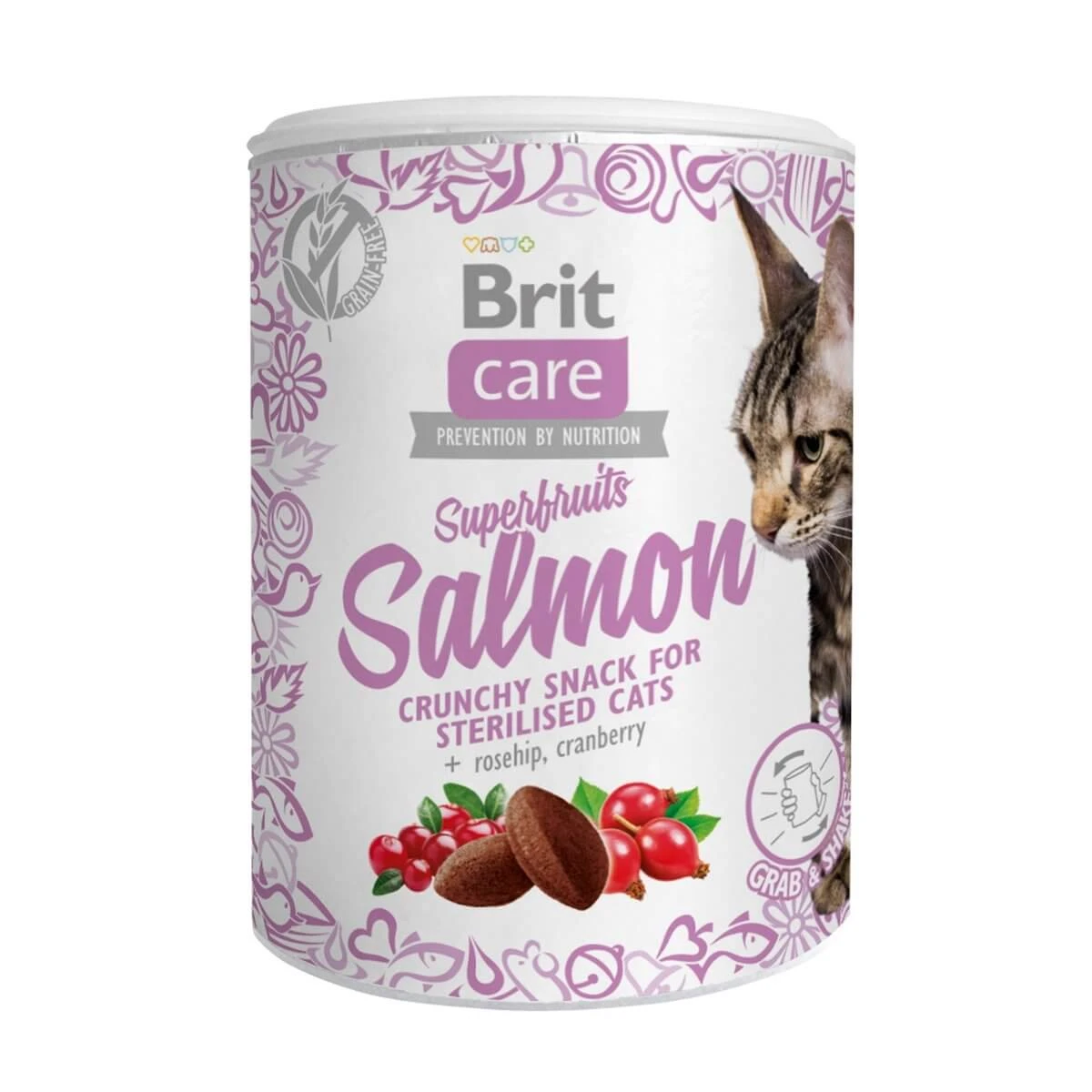 BRIT Care Snack Superfruits, Zalm en Abrikozen, graanvrije beloningen voor gesteriliseerde katten, 100g