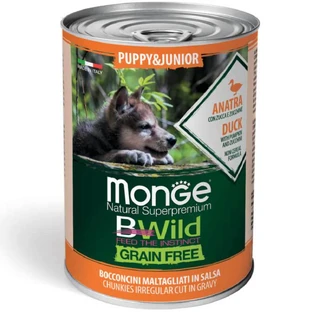 MONGE BWild BWild Adult Mini, XS-S, Duck and Pumpkin, canned grain-free wet food for dogs, (in sauce), 400g