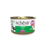 SCHESIR Complemento En Caldo, Pollo, comida húmeda en lata para gatos, (en caldo), 70g