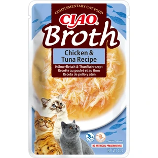 INABA Ciao Broth, Chicken and Tuna, sachet grain-free wet cat food, (in soup), 40g