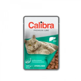 CALIBRA Premium Line Sterilized, Liver, sachet de nourriture humide pour chats stérilisés, (dans son propre jus), 100g