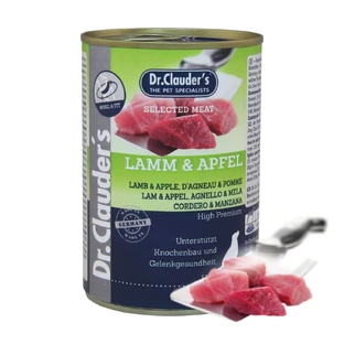 DR. CLAUDER'S Selected Meat, XS-XL, Lamm und Äpfel, getreidefreies Hundefeuchtfutter in Dosen, Gelenksystem, (im eigenen Saft), 400g
