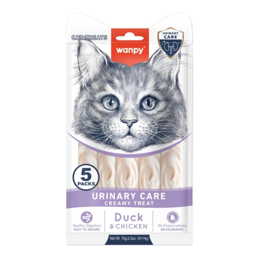 WANPY Urinary Care Creamy Treats, kaczka i kurczak, funkcjonalna saszetka z przysmakami dla kotów, układ moczowy, (puree), 70g, 70g: ceny i cechy